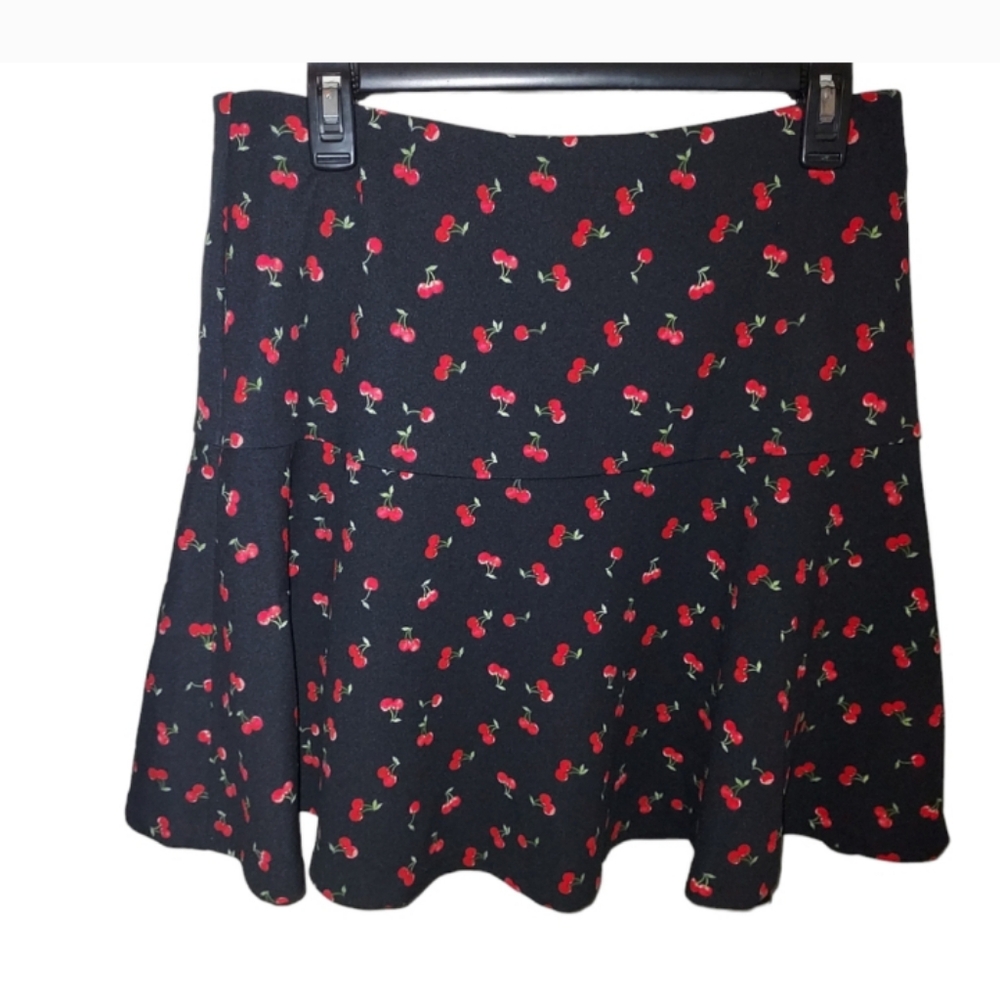 Cato Black and Red A-Line Ruffled Skirt